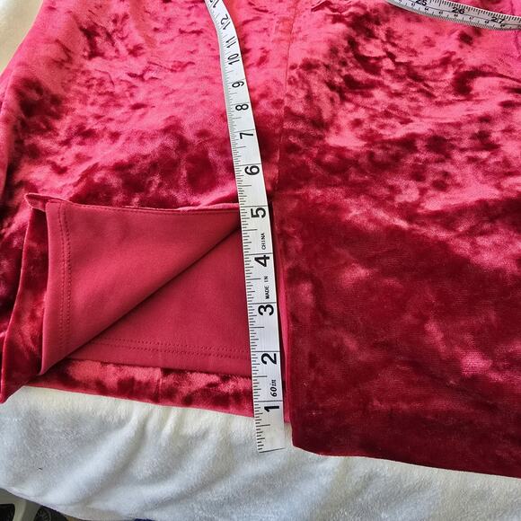 Vintage Inspired Crushed Red Velvet Asymmetrical Dress by Guess Size 8 - Picture 10 of 16